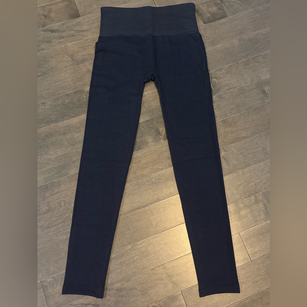 MAZE Collection Legging Women S/M Navy Blue Fleece Lined Tummy Control Soft NWOT